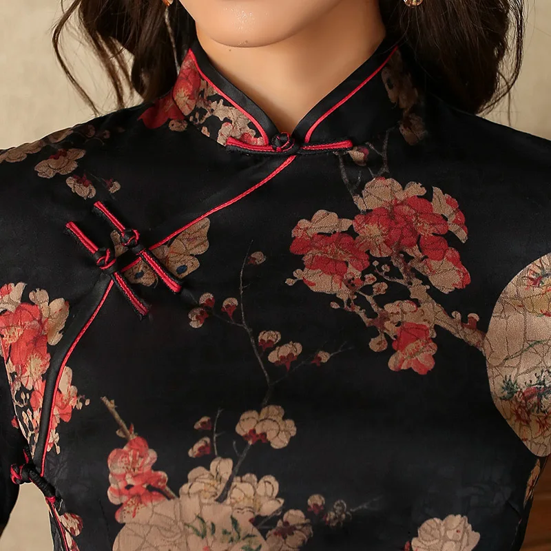 

Plus Size 4XL Cheongsam New Satin Long Dress Autumn Winter Qipao Formal Gowns Asian Women Prom Dresses traditional Hanfu Robe