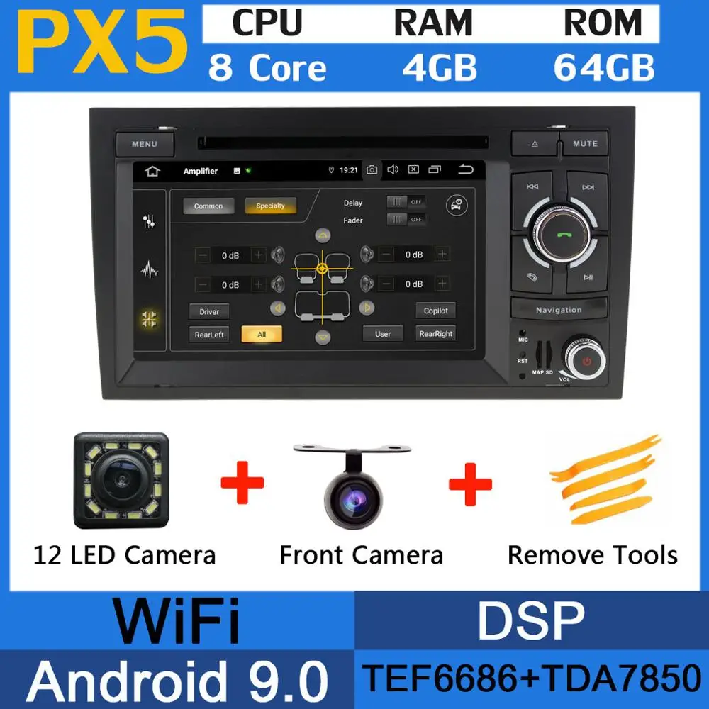 PX5 PX6 Восьмиядерный Android 9,0 4G+ 64G 5 USB для Audi A4 2002-2008 S4 RS4 B9 B7 SEAT EXEO 2009-2012 автомобильный радиоприемник стерео gps навигация - Цвет: PX5