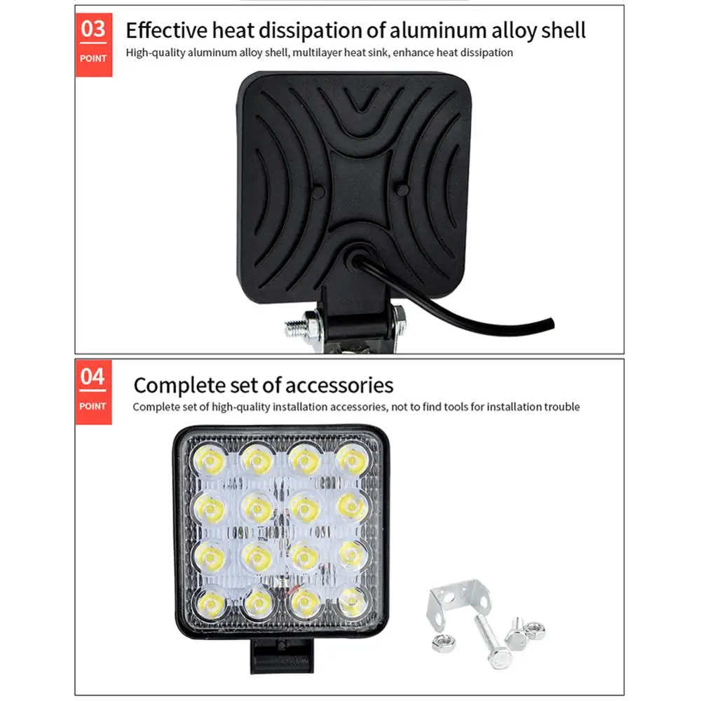 2 шт. 4 дюймовые 48 Вт квадратные светодиодные фары рабочего света прожекторные