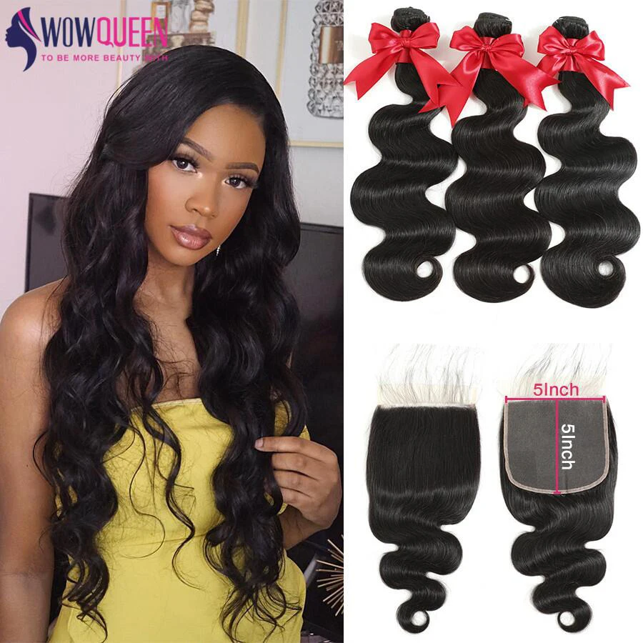 5x5 застежек и пряди 30 дюймов человеческие волосы волнистые пучки с застежкой