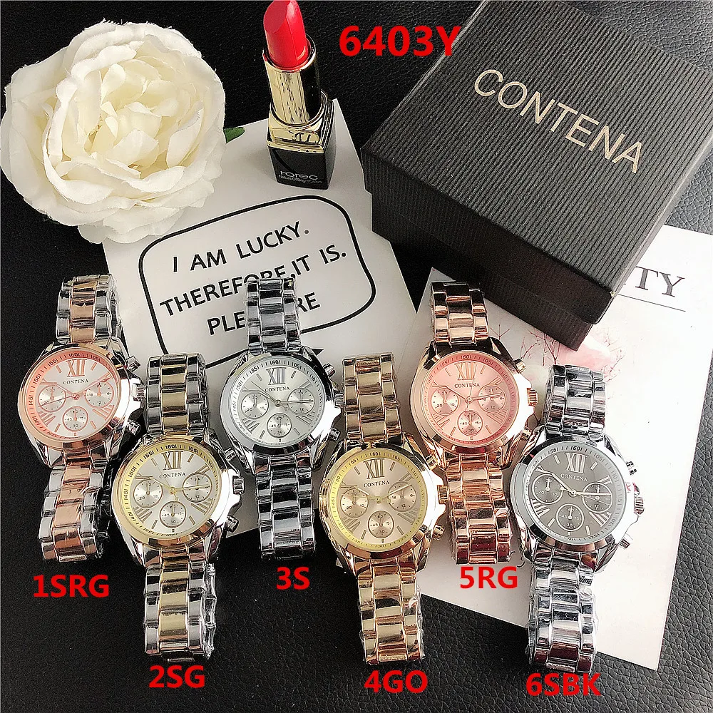 

Wholesale 2020 CONTENA Luxury Classic Women Wrist Watches Fashion Gold Stainless Steel Analog Quartz Watches Female Wristwatches
