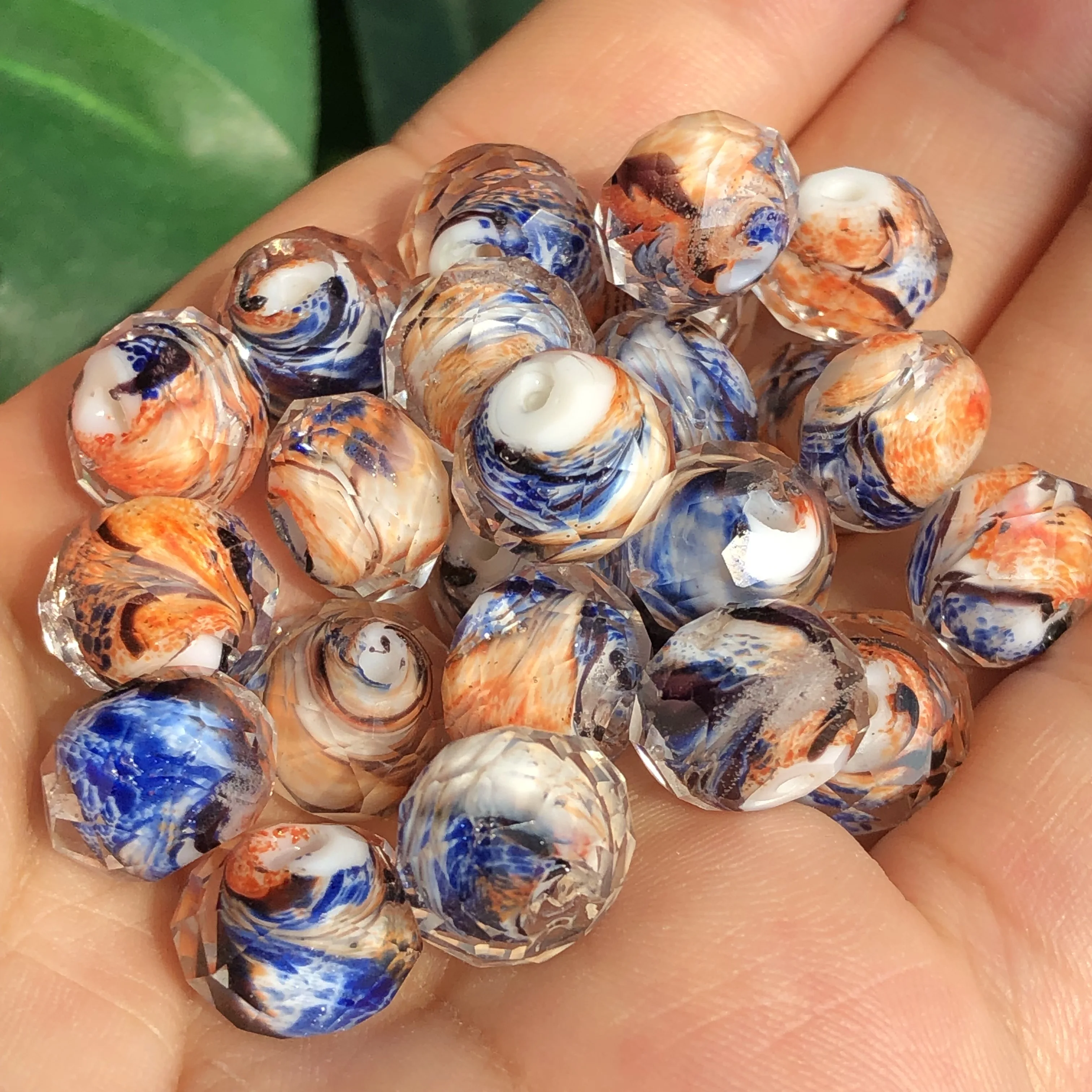 

12mm Faceted Large Orange Blue Rondelle Murano Transparent Sea Lampwork Crystal Glass Beads For Jewelry Making Diy Bracelet