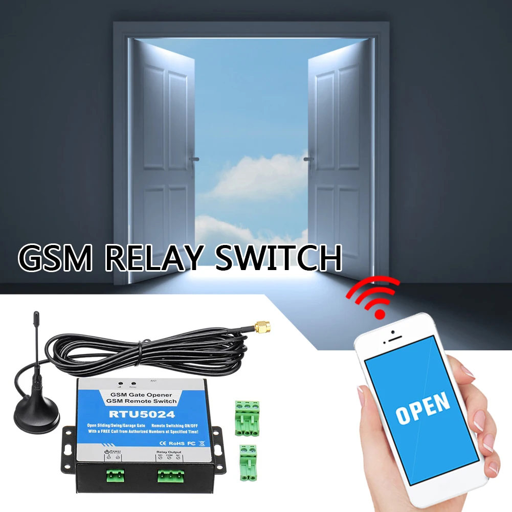RTU5024 GSM Gate Opener Relay Switch Wireless Remote Control Door Access Long Antenna Free Call 850/900/1800/1900MHz | Обустройство