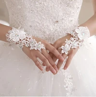 ivory short wedding gloves fingerless crystals bridal gloves for women bride lace gloves wedding accessories