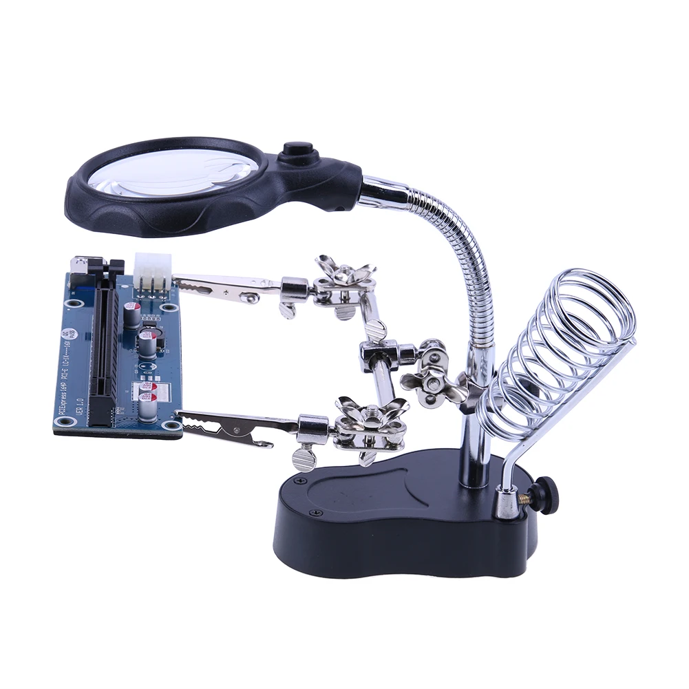 

Welding Magnifying Glass with LED Light 3.5X-12X lens Auxiliary Clip Loupe Desktop Magnifier Third Hand Soldering Repair Tool