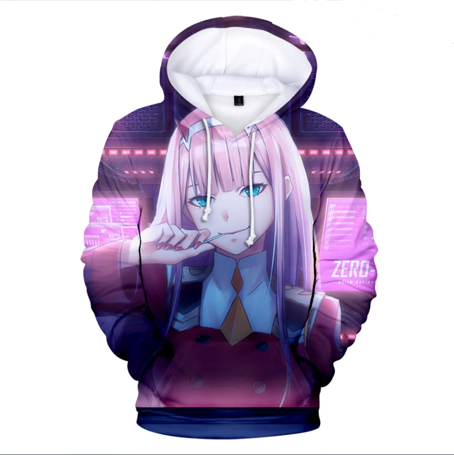 

3-14 Years Old Anime 3D Hoodie Pullover Darling In The Franxx 02 Zero Two Sweatshirts