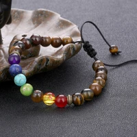 man woman jewelry chakra stone beaded tiger eye woven bracelet adjustable braided rope yoga natural map stone bead bracelet gift