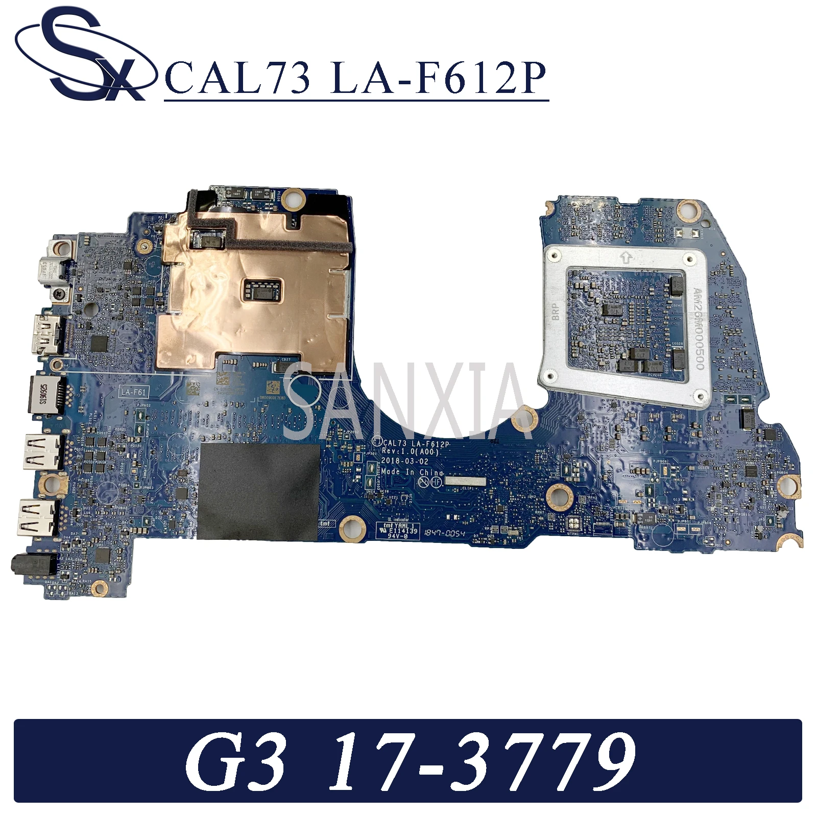 KEFU LA-F612P Laptop motherboard for Dell G3 17-3779 15-3579 original mainboard I7-8750H GTX1060-6GB