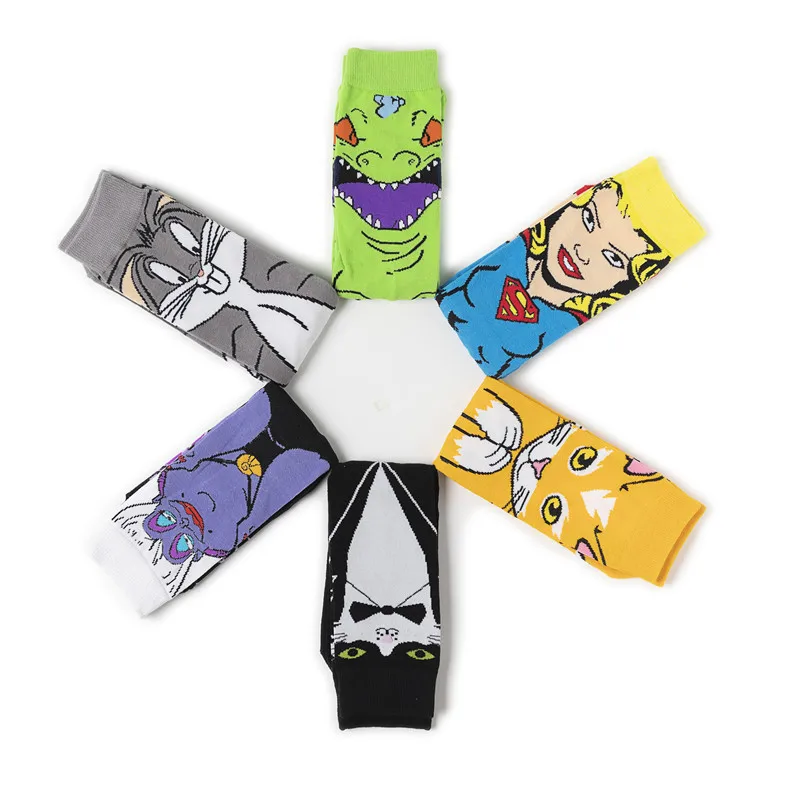 6 шт. унисекс хлопковые носки с рисунком багса Банни анти пот трение аниме