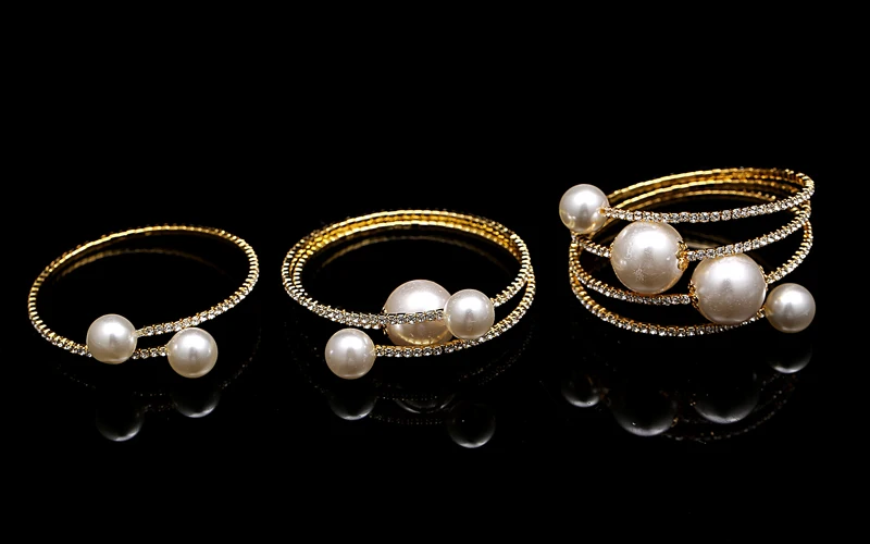 Стрейчевый браслет с искусственным жемчугом 3 ряда оптовая/розничная продажа