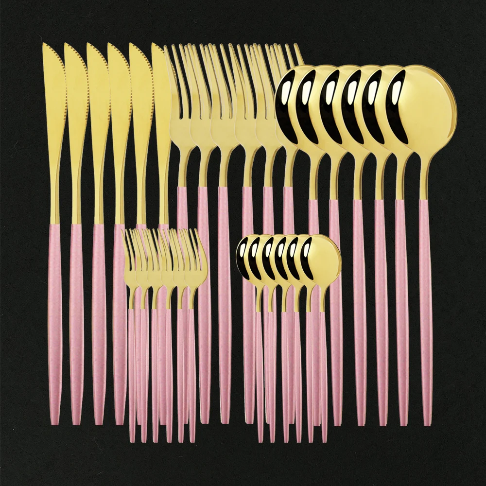 6/30 шт набор посуды Нержавеющая сталь столовый для кухни зеркало розового золота