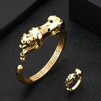 zlxgirl jewelry luxury brand jet enamel leopard animal bangle and ring jewelry sets best men braceletbangle accessory aneis ane