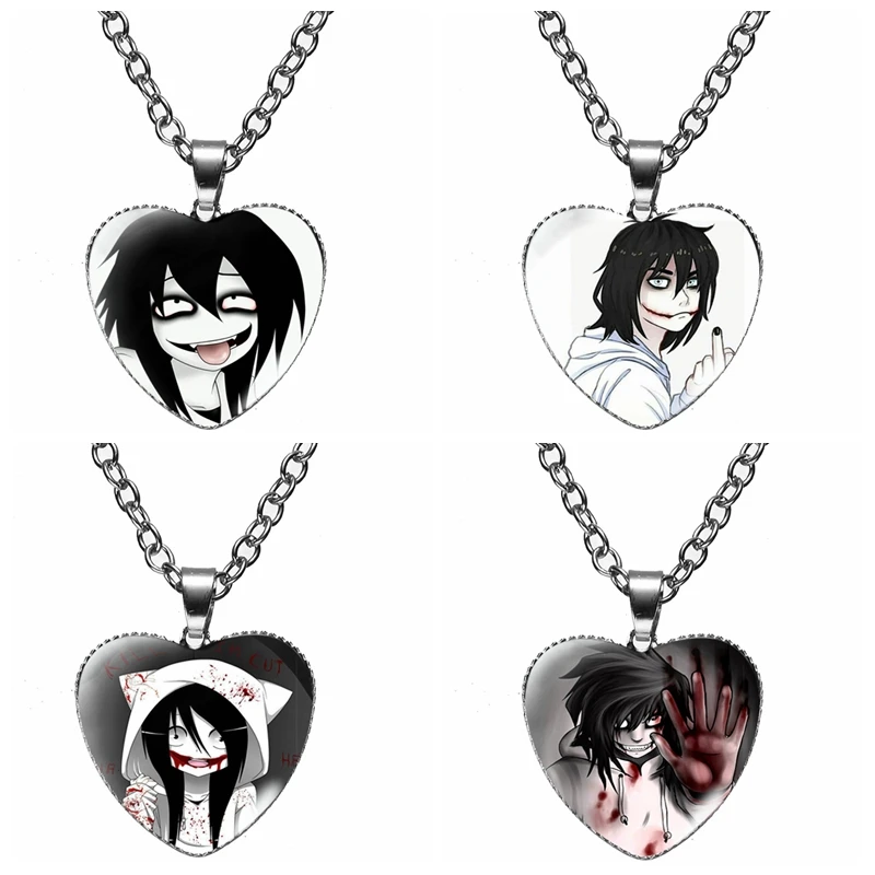 Ожерелье с кулоном в виде сердца Джефф и Джейн жуткая паста ожерелье Ticci Тоби со