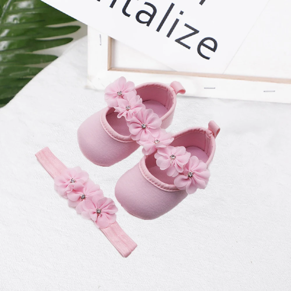 

Baby Shoes Fashion Cute Flowers Newborn Baby Girl Cosy Shoes Princess First Walker Toddler Kids Summer Shoes With Free Headband