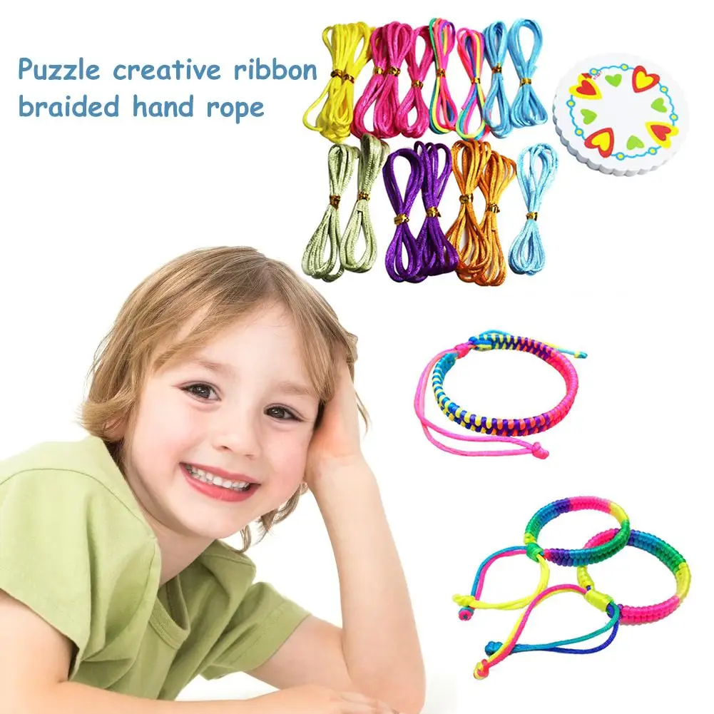 

DIY Toys Puzzle Creative Ribbon Woven Bracelets Handmade Charm Strand Ropes Jewelry Making for Children Creation Toys everyone