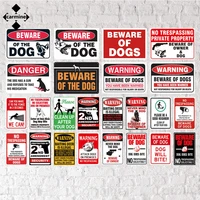 warning metal sign beware of dogs tin poster metal plate vintage wall art wall sticker red tin sign for family garden decoration
