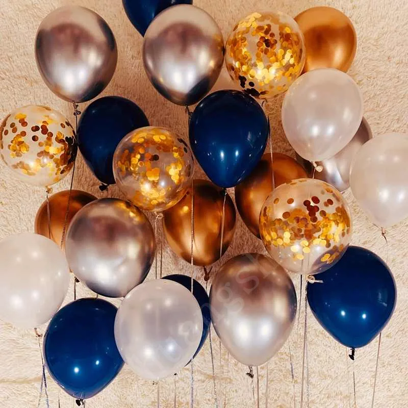 12 шт. дюймовый металлический Серебряный латексный шар светящийся синий Золотой