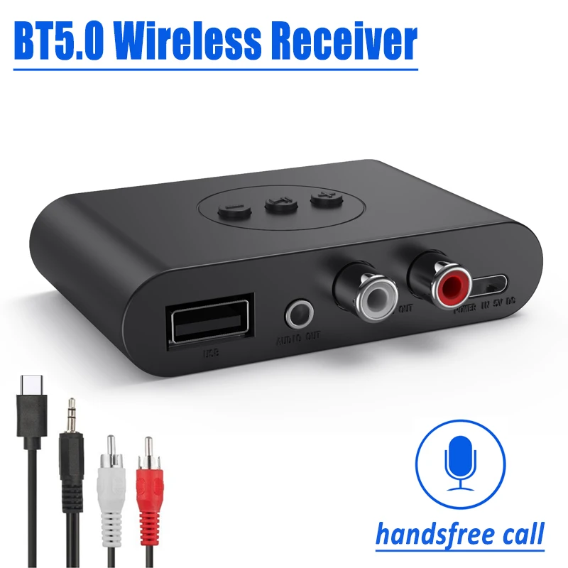 Приемник Bluetooth 5 0 U-диск RCA 3 мм AUX-разъем стерео беспроводной адаптер с микрофоном