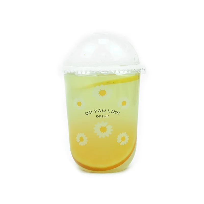 

50pcs Net red 500ml clear plastic cups creative bubble tea cup party favors drinking cup ice cream yogurt dessert cups with lids