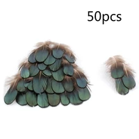 50pcs beautiful natural green pheasant feathers for crafts millinery embellishments diy handmake arts material accessories