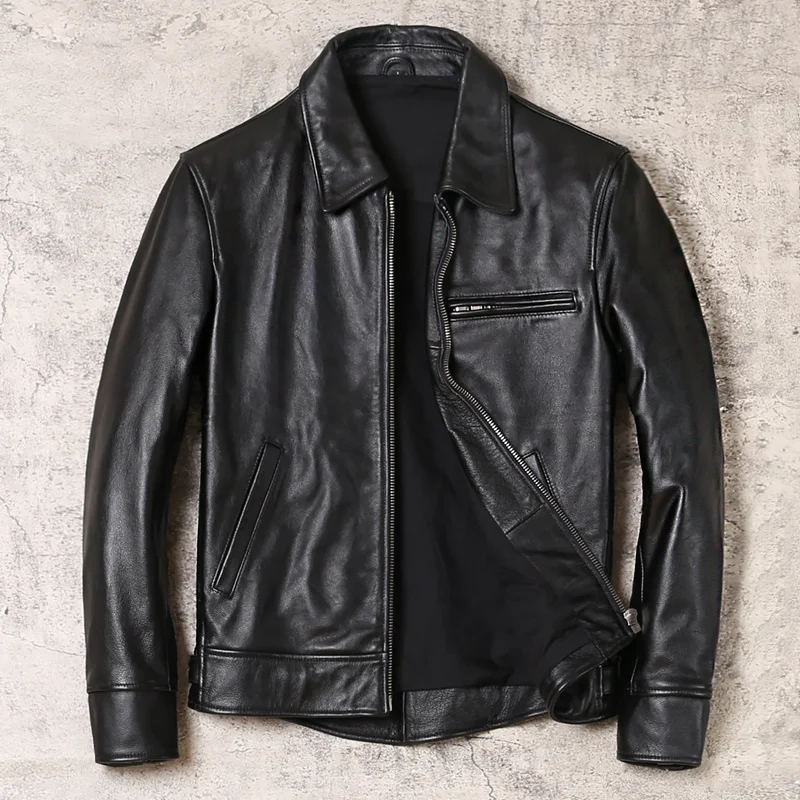 

Black Offer Special Smart Casual Style Genuine Leather Jacket Men Large Size 4XL Real Natural Cowhide Spring Slim Fit Male Coat