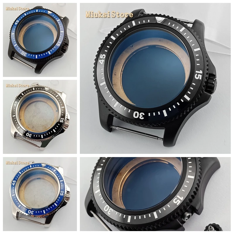 Чехол для часов керамический стерильный черный/серебристый 44 мм подходит ETA 2836