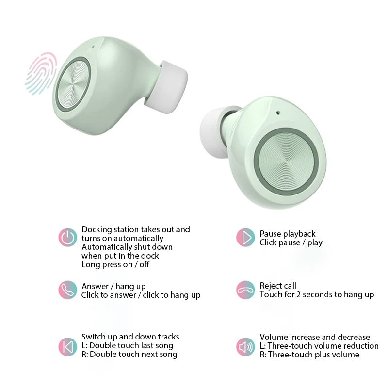 ! ACCEZZ TWS беспроводные наушники Bluetooth Спортивная стереогарнитура с сенсорным