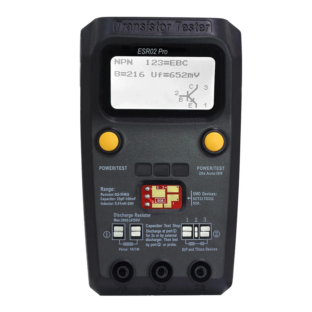 

ESR02PRO Digital Transistor Tester Capacitance Inductance Resistance LCR Meter Multimeter SMD Components ESR Measurement