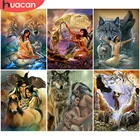 HUACAN 5D алмазная вышивка Индийская пара полная квадратная Вышивка крестом продажа Алмазная картина волк Бриллиантовая мозаика с животным декором для дома