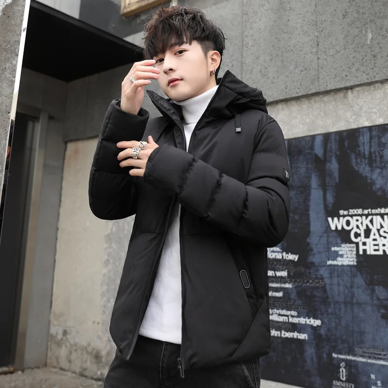 Повседневная мужская черная утолщенная теплая зимняя куртка хлопковая стеганая