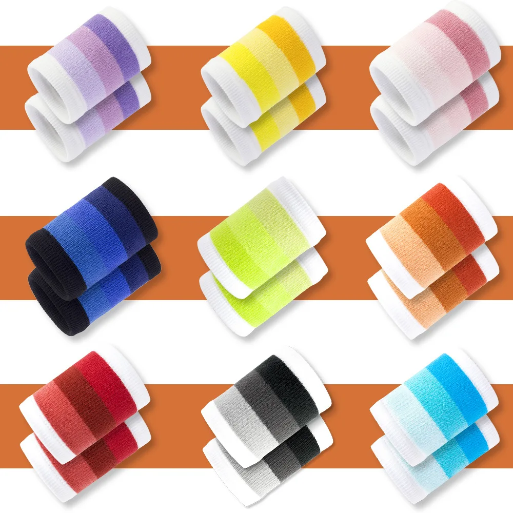 ROEGADYN 2PCS Cotton Unisex Wristbands Gym Wrist Straps Sweatband Wrist Support Gym Wristband Sport Tennis Yoga Sweatband Wrist 6 colors zipper pocket cotton wristband outdoor sweatband arm band wrist support wristband wraps sport strap wrist protect