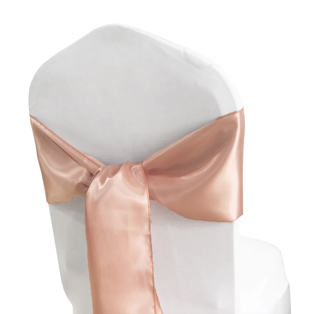 

100PC/Lot Chair Cover Sash Satin 7X108" Satin Ribbon Fabric Chair Sashes Bow ties for Wedding Banquet Party Hotel Chair Bows
