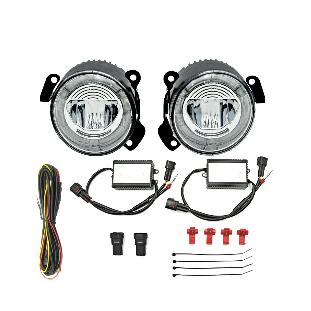 Передний бампер Белый светодиодный ОД противотуманные фары с гало дневные