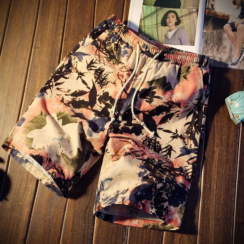 Шорты мужские пляжные повседневные хлопковые короткие штаны свободные