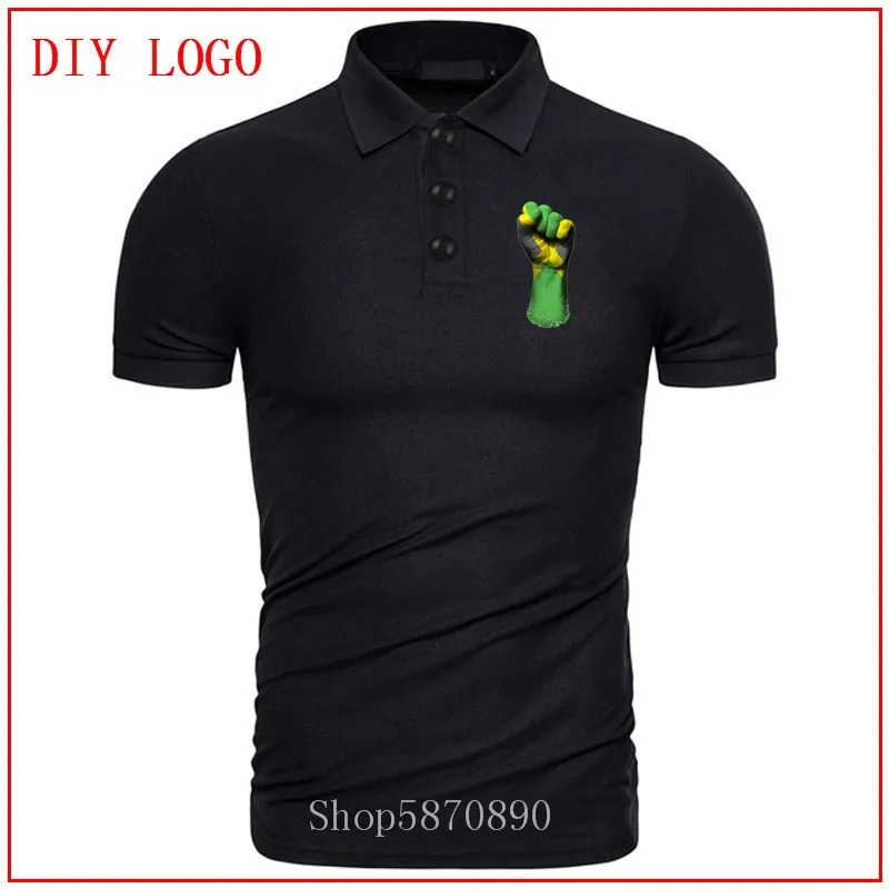 Мужская футболка поло с принтом флага Ямайки на приподнятом кулаке коротким