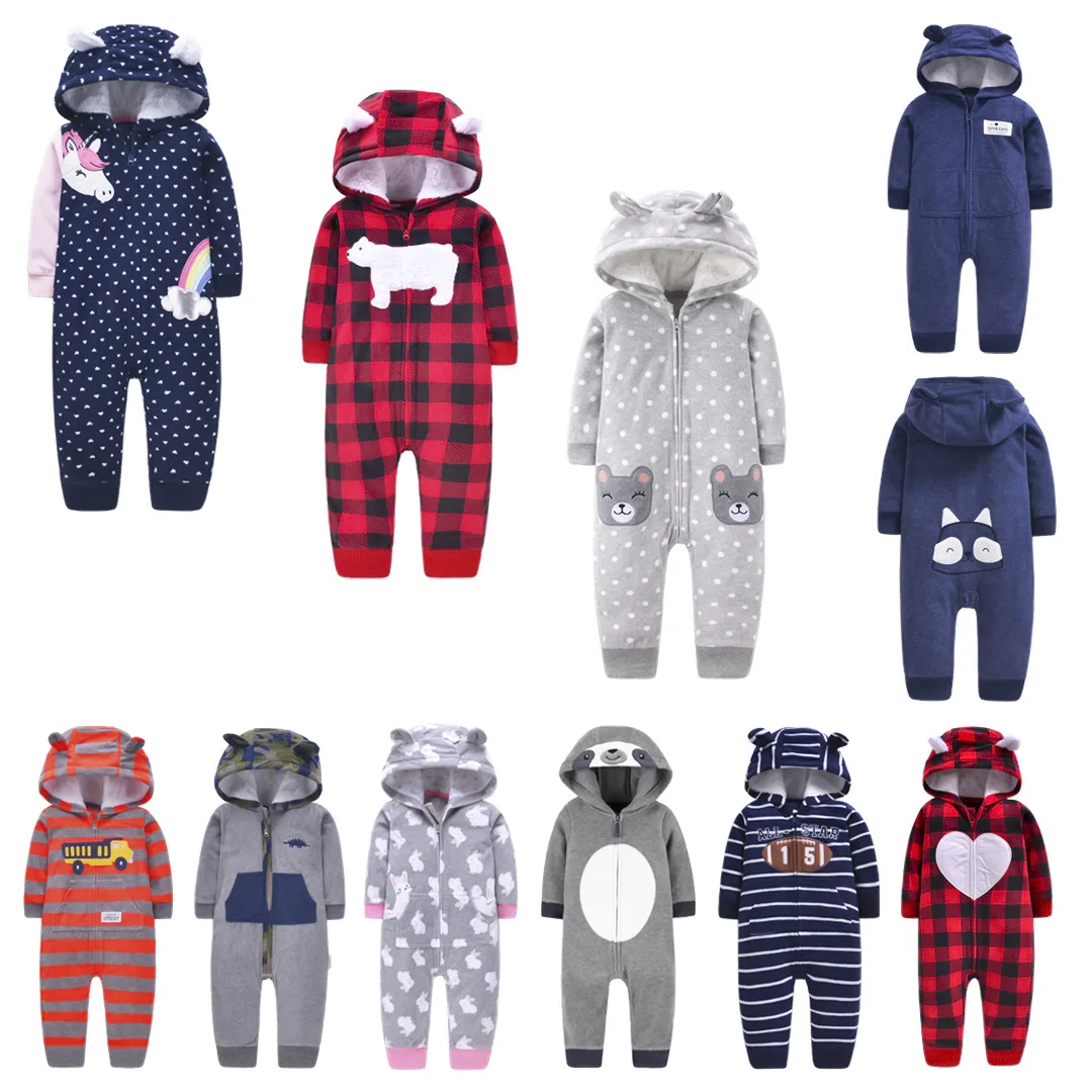 

Сезон осень-зима; Детский Комбинезончик для маленьких мальчиков и девочек длинные рукава с капюшоном флисовые комбинезоны для детей От 0 до ...