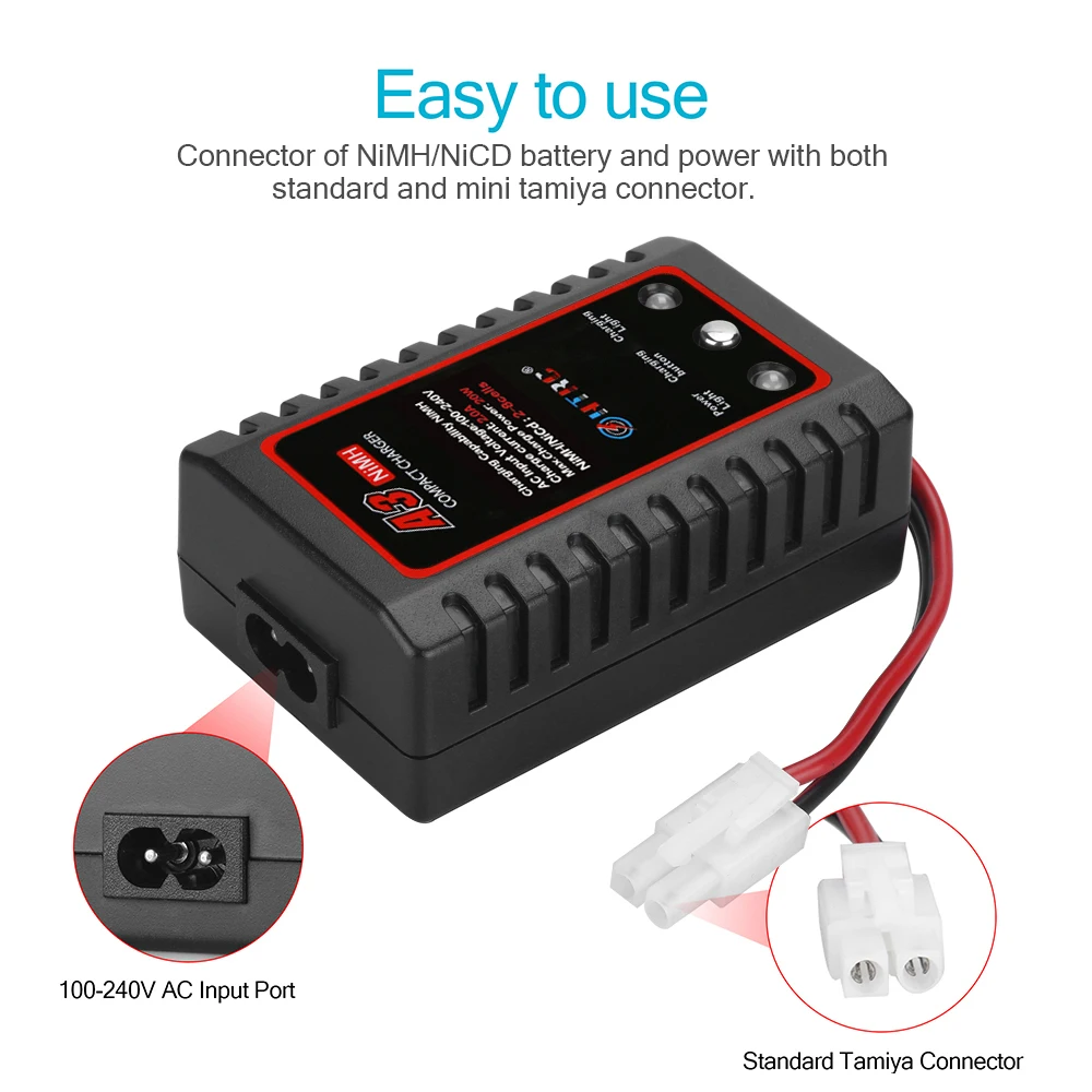 HTRC A3 20W Compact Charger with Tamiya Plug RC for Car Boat 2-8s NiMH Nicd Battery | Электроника