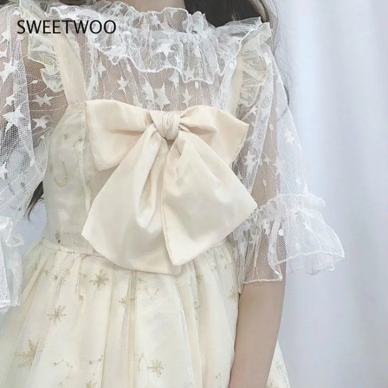 

2021 summer ladies sexy starry sky mesh girl dream embroidery casual shirt dress party dress cute dress