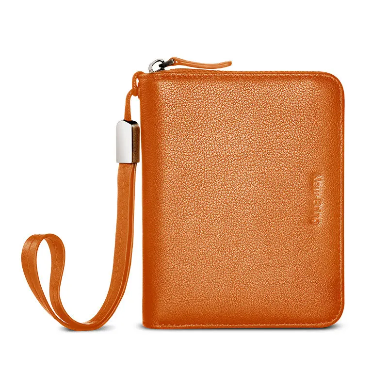 Orange-30CardSlots Кожаный футляр для карточек NewBring, с 30 12-битной блокировкой NFC, кошелек для мужчин и женщин на молнии, для банковских карточек, визиток и удостоверений - Цвет: Orange-30CardSlots