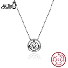 Effie Queen Настоящее серебро кулон ожерелья с AAA CZ круглой формы 9 мм Подвески коробка цепи свадебные ожерелья Женские Ювелирные изделия BN136