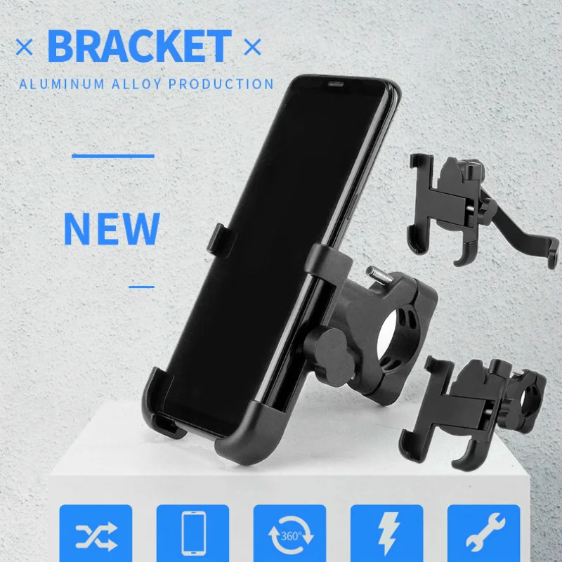 

Motorcycle CNC Phone Holder Motorcross Scooter Bicycle E-Bike Shockproof Handlebar Mirror Base Install Phone Bracket Black Gold