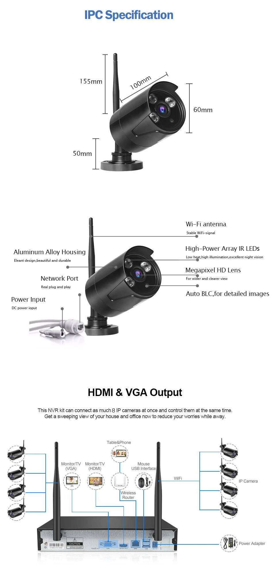 Amorvue 8CH 1080P Wifi CCTV камера система 2MP Wifi цилиндрическая ip-камера с защитой от атмосферных воздействий Wifi NVR комплекты видеонаблюдения камера безопасности