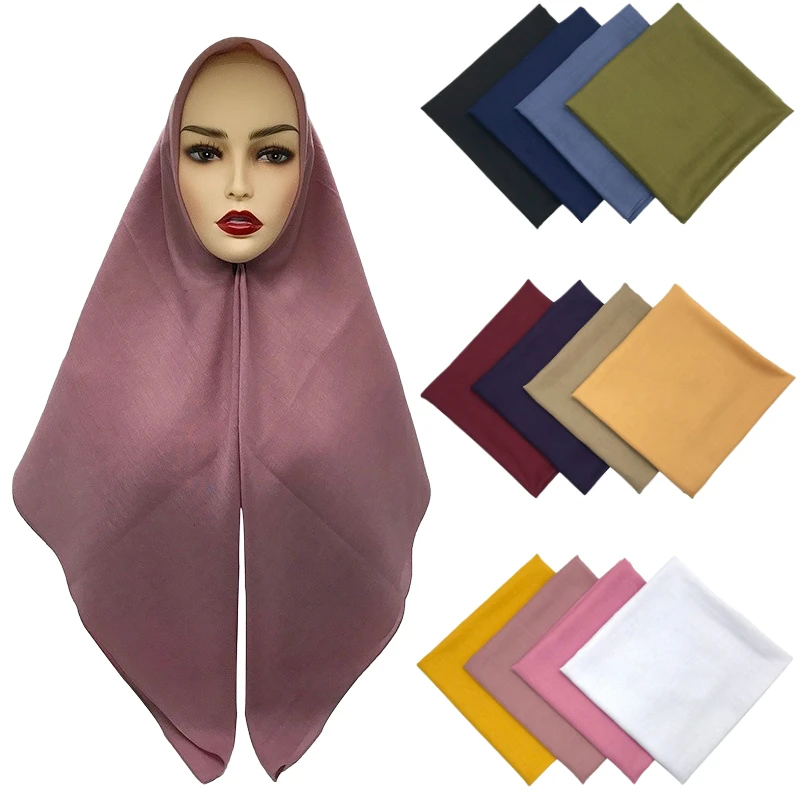 

Мусульманский хиджаб из тонкой ткани, малазийский платок, популярные шали, Женские Простые однотонные шарфы, бандана для женщин