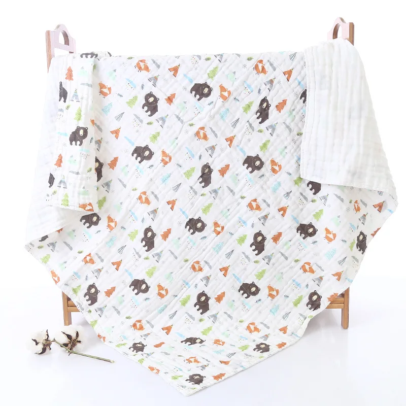 Детское одеяло из муслиновой ткани впитывающее Хлопковое с шестью слоями