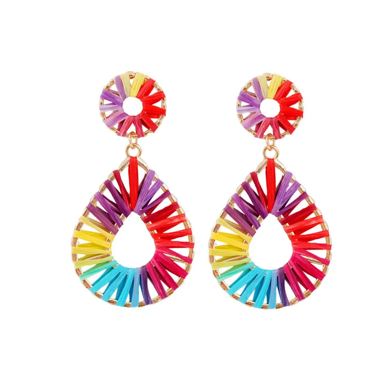 Милые романтические НОВЫЕ геометрические цветные тканые серьги Lafite креативные