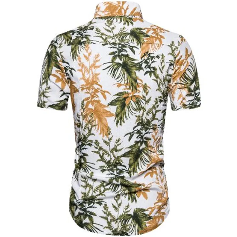 

Summer new European and American style creative printing men's lapel short-sleeved shirt