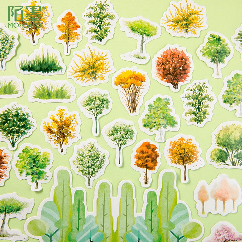 

45 pcs /Pack Colorful Forest Trees Hand Account Stickers DIY Decorative Sealing Stickers
