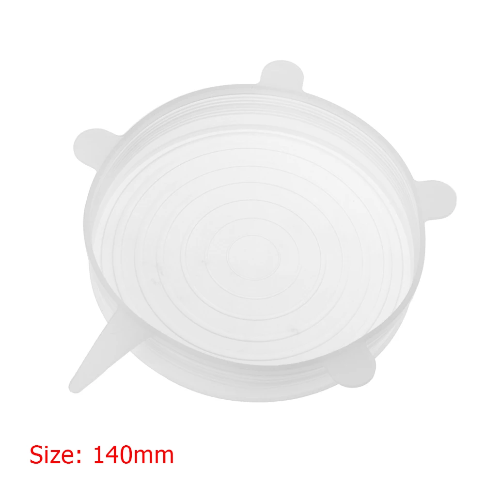 1pc white 140mm 1/4/6 шт многоразовые силиконовые Обёрточная бумага прокладка крышки Еда свежие Обёрточная бумага крышки стрейч Обёрточная бумага печать крышка для домашнего хранения Кухня инструменты - Цвет: 1pc white 140mm