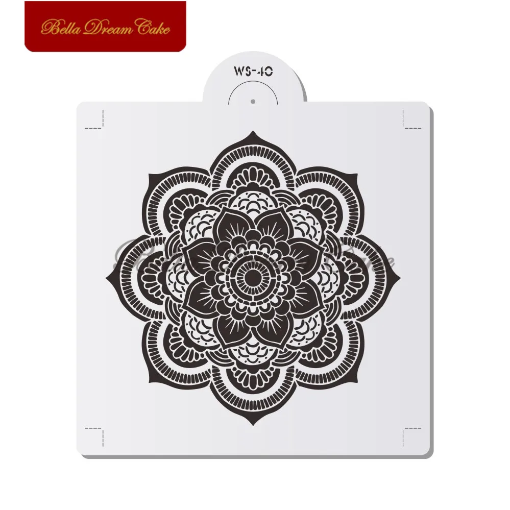 

Трафарет с изображением мандалы и цветов для творчества, домашняя настенная живопись, трафарет для раскрашивания, шаблон для тиснения, инструменты для украшения тортов
