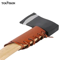 tourbon hunting premium genuine leather ax collar guard sheath hatchet carrier axe head cover pouch